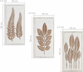 vidaXL Διακόσμηση Τέχνης 3 τμχ. 40 x 40 x 1,5 cm Καφέ και Λευκό
