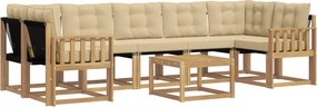 vidaXL Σειρά Καναπέ Εξωτερικού με μαξιλάρι 8 pcs Λευκό και Μπεζ