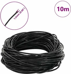 vidaXL Δερμάτινο σχοινί 1 Μαύρο Ø1,5 χιλ. x 10 μ. Δέρμα