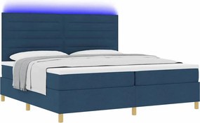 vidaXL LED Κρεβάτι με βάθρο με στρώμα Μπλε 200 x 200 cm ύφασμα