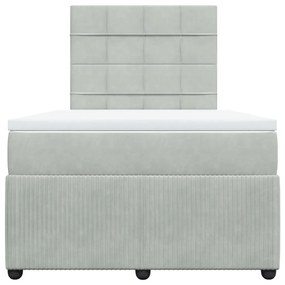 vidaXL Κρεβάτι Boxspring με Στρώμα Ανοιχτό Γκρι 120x190 εκ. Βελούδινο