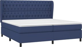 vidaXL Κρεβάτι Boxspring με Στρώμα Μπλε 200x200 εκ. Υφασμάτινο