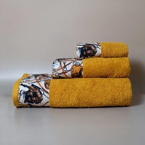 Πετσέτες Μπάνιου (Σετ 3τμχ) White Fabric Horsie Yellow 600gsm