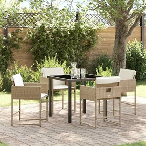 vidaXL Σέτ φαγητού για κήπο 5 pcs Μπεζ συνθετικό ρατάν