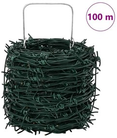 vidaXL Αγκαθωτό Συρματόπλεγμα Πράσινο Ρολό 100 μ.