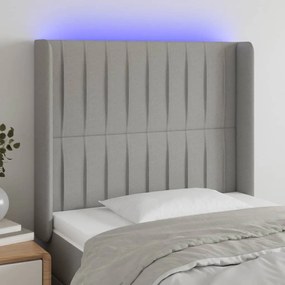 Κεφαλάρι Κρεβατιού LED Ανοιχτό Γκρι 93x16x118/128εκ. Υφασμάτινο 3124268