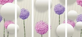 Εικόνα 5 μερών ενδιαφέροντα λουλούδια με αφηρημένα στοιχεία και σχέδια