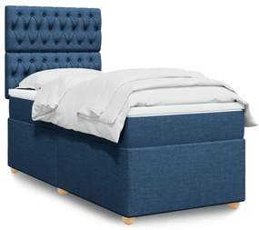 vidaXL Κρεβάτι Boxspring με Στρώμα Μπλε 80x200 εκ. Υφασμάτινο