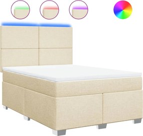vidaXL Κρεβάτι Boxspring με Στρώμα Κρεμ 160x200 εκ. Υφασμάτινο