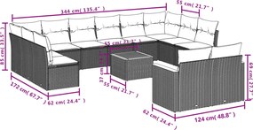 vidaXL Σετ Καναπέ Κήπου 13τεμ Μπεζ Συνθ. Ρατάν με Μαξιλάρια