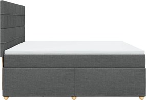 vidaXL Κρεβάτι Boxspring με Στρώμα Σκούρο Γκρι 200x200 εκ. Υφασμάτινο