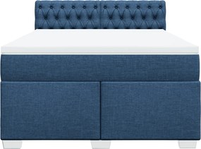 vidaXL Κρεβάτι Boxspring με Στρώμα Μπλε 160x200 εκ. Υφασμάτινο
