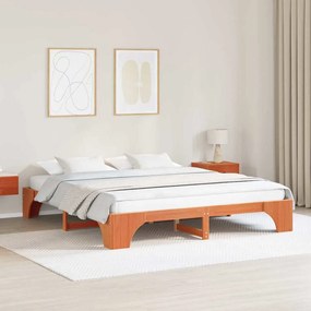 vidaXL Σκελετός Κρεβατιού Κερωτό Καφέ 180x200 cm Στερεό Ξύλο Πεύκου