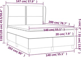 vidaXL Κρεβάτι Boxspring με Στρώμα Μαύρο 140x200 εκ. Υφασμάτινο