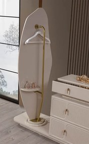 Stewehome Σετ Σιφονιέρας με Ασύμμετρο Καθρέφτη MDF &amp;amp; Τραβερτίνη 148x47x86 cm