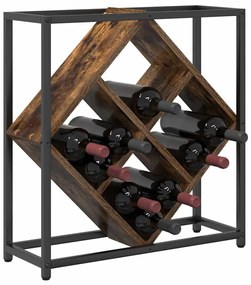 vidaXL Ραφιέρα Κρασιού Καπνιστή Δρυός 51x18x52,5 εκ. Κατασκευασμένο Ξύλο