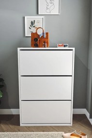Stewehome Ντουλάπι Παπουτσιών 3 Θέσεων λευκό 73.6x24x110 cm