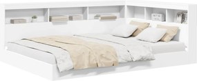 vidaXL Κρεβάτι Βιβλιοθήκης Λευκό 160 x 200 cm Επεξεργασμένο ξύλο