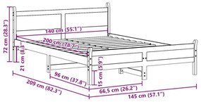 Σκελετός Κρεβατιού Χωρίς Στρώμα 140x200 εκ Μασίφ Ξύλο Πεύκου - Καφέ