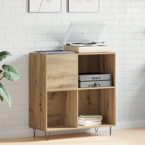 vidaXL Κιβώτιο Δίσκων Μαύρο Δρυς 84,5x38x89 εκ Κατασκευασμένο Ξύλο