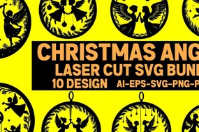 Σετ των 2 Intra απο ξύλο plywood 3mm-4mm πάχος Cut Christmas Angels Δίασταση 15x15 cm INTRAFABR-109747389