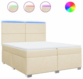 Κρεβάτι Boxspring με Στρώμα Κρεμ 200x200 εκ. Υφασμάτινο - Κρεμ