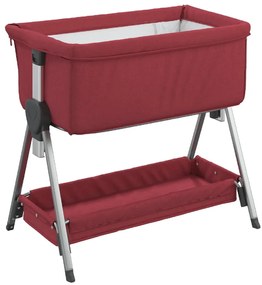 vidaXL Λίκνο Βρεφικό Κόκκινο από Λινό Ύφασμα με Στρώμα