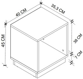 Κομοδίνο Gino Megapap χρώμα λευκό 40x35,3x45εκ.