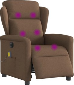 vidaXL Πολυθρόνα Μασάζ Ηλεκτρική Ανακλινόμενη Καφέ Υφασμάτινη