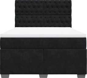 vidaXL Κρεβάτι Boxspring με Στρώμα Μαύρο 140x200 εκ. Βελούδινο