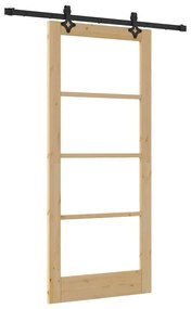vidaXL Συρόμενη Πόρτα Χειροκίνητος Καφέ 86 x 198.5 cm Ξύλο και μέταλλο