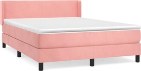 vidaXL Κρεβάτι Boxspring με Στρώμα Ροζ 140x200 εκ. Βελούδινο