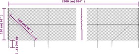 vidaXL Συρματόπλεγμα Περίφραξης Ανθρακί 1,6 x 25 μ. με Καρφωτές Βάσεις