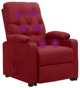 vidaXL Πολυθρόνα Μασάζ Ανακλινόμενη με Ανύψωση Μπορντό Υφασμάτινη