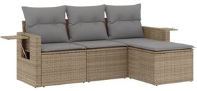 vidaXL Σετ Καναπέ Κήπου 4 τεμ. Μπεζ Συνθετικό Ρατάν με Μαξιλάρια