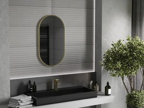 Mexen Loft οβάλ καθρέφτης μπάνιου 80 x 45 cm, χρυσή βουρτσισμένη κορνίζα