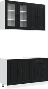 vidaXL Μονάδα κουζίνας KALMAR 4 pcs Μαύρο Επεξεργασμένο Ξύλο