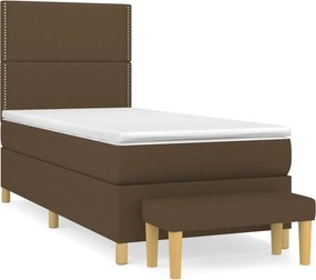vidaXL Κρεβάτι Boxspring με Στρώμα Σκούρο Καφέ 90x200 εκ. Υφασμάτινο