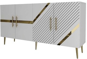Μπουφές Fuga 475OLV1778 150x35x75cm White-Gold Particle Board, Melamine