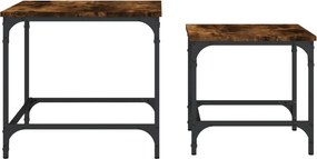 vidaXL Τραπεζάκια Ζιγκόν 2 τεμ. Καπνιστή Δρυς από Επεξεργασμένο Ξύλο