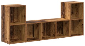 vidaXL Ντουλάπι TV 3 pcs Καφέ 107 x 35 x 37 cm Επεξεργασμένο ξύλο