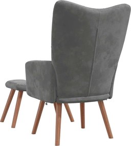 vidaXL Πολυθρόνα Relax Σκούρο Γκρι Βελούδινη με Σκαμπό