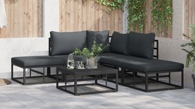 vidaXL Σετ Καναπέ Κήπου 5 pcs Μαύρο 211.5 x 211.5 x 71 εκ. Αλουμίνιο