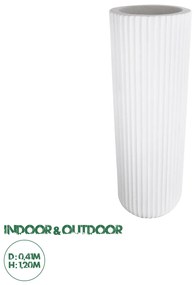 20735 GloboStar® Artificial Garden MARSALA 20735 Επιδαπέδιο Πολυεστερικό Τσιμεντένιο Κασπώ Γλάστρα - Flower Pot Λευκό Φ41 x Υ120cm