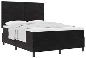 vidaXL Κρεβάτι με ελατήρια με στρώμα Μαύρο 140 x 190 cm Βελούδο