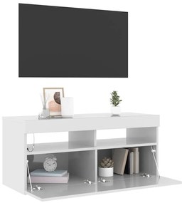 vidaXL Έπιπλο Τηλεόρασης με LED Γυαλιστερό Λευκό 90x35x40 εκ.