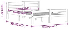 vidaXL Πλαίσιο Κρεβατιού 120 x 200 εκ. από Μασίφ Ξύλο Πεύκου