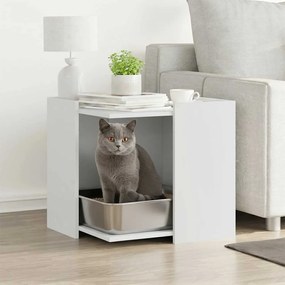 vidaXL Τουαλέτα Γάτας Περίφραξη Λευκό 53x53x51 εκ. Επεξεργασμ. Ξύλο