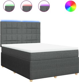 vidaXL Κρεβάτι Boxspring με Στρώμα Σκούρο Γκρι 140x200 εκ Υφασμάτινο