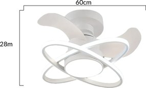 POWERTECH ανεμιστήρας οροφής HLL-0177 με LED φως, 96W, Φ60x28cm, λευκός